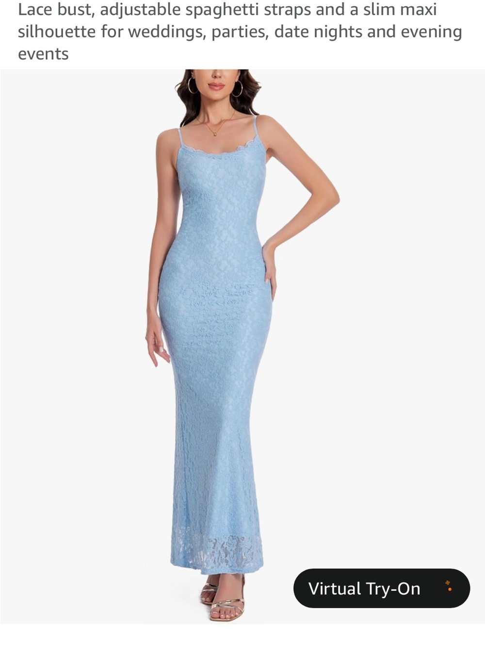 Sky Blue Lace Spaghetti-Strap Maxi Dress